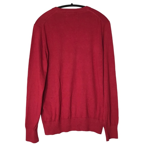 Eddie Bauer Pullover Sweater Red Cotton Cashmere V-Neck Collar Men’s Medium - Picture 7 of 11